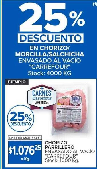 Carrefour Chorizo parrillero envasado al vacío oferta