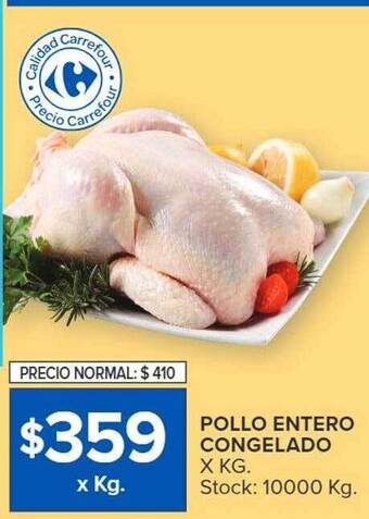 Carrefour Pollo entero congelado oferta