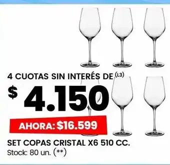 Changomas Set copas cristal x 6 510cc oferta