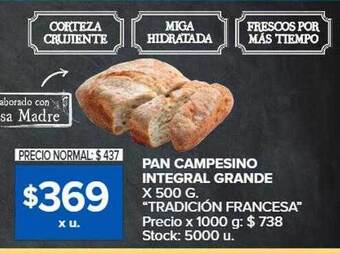 Carrefour Market Pan campesino integral grande oferta