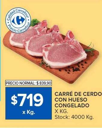 Carrefour Market Carré de cerdo con hueso congelado oferta