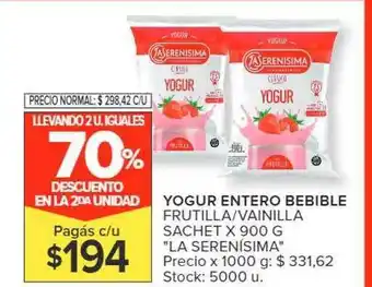 Carrefour Market Yogur entero bebible frutilla, vainilla oferta