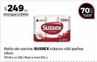 Disco Rollo de cocina sussex clásico 50 paños x 3un oferta