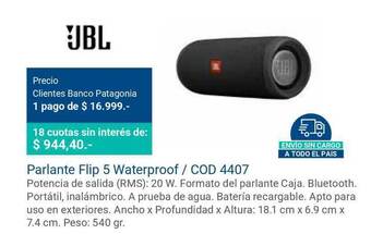 Banco Patagonia Jbl Parlante Flip 5 Waterproof Cod 4407 oferta