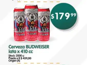 Supermercados Buenos Días Cerveza Budweiser Lata x 410 CC oferta