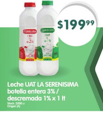 Supermercados Buenos Días Leche Uat La Serenisima Botella Entera 3% / Descremada 1% x 1lt oferta