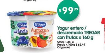 Supermercados Buenos Días Yogur Entero / Descremado Tregar Con Frutas x 160g oferta