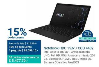 Notebook Hdc 15.6'' Cod 4402 15% De Descuento