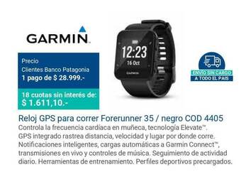 Banco Patagonia Garmin Reloj Gps Para Correr Forerunner 35 Negro Cod 4405 oferta