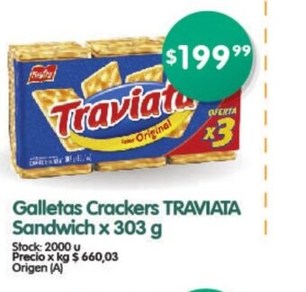 Supermercados Buenos Días Galletas Crackers Traviata Sandwich x 303g oferta