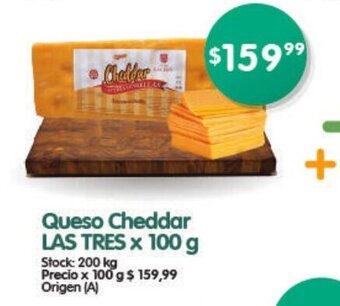 Supermercados Buenos Días Queso Cheddar las Tres x 100g oferta