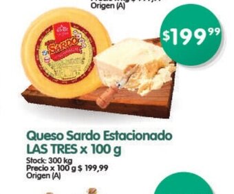Supermercados Buenos Días Queso Sardo Estacionado Las Tres x 100g oferta