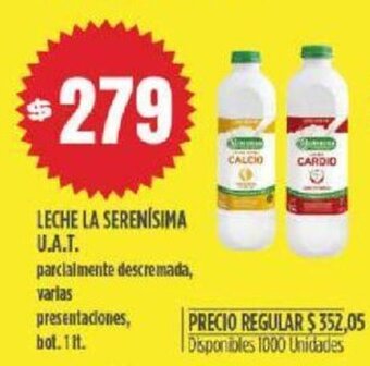 Supermercados Vea Leche La Serenísima U.A.T. oferta