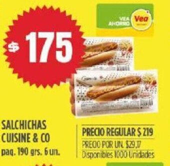 Supermercados Vea Salchichas Cuisine & Co oferta