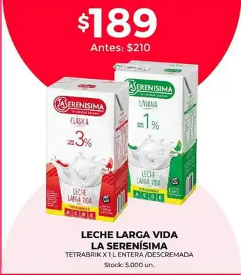 Supermercados Tadicor Leche Larga Vida La Serenísima oferta