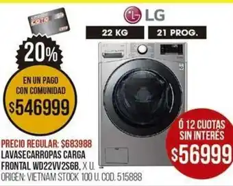 Coto Lavasecarropas Carga Frontal WD22VV2S6B oferta