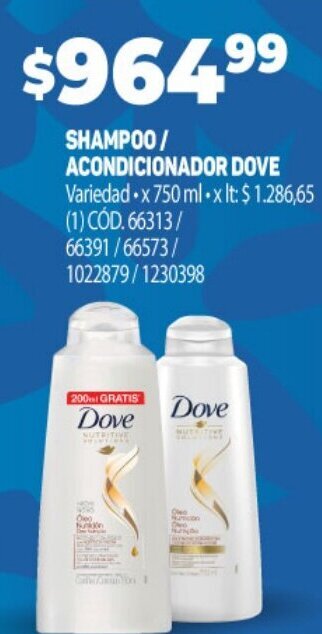 Makro Shampoo/ Acondicionador Dove oferta