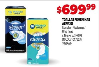 Makro Toallas Femeninas Always oferta