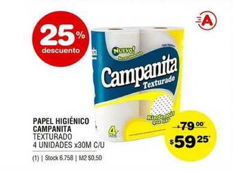 Atomo Conviene Papel Higiénico Campanita Texturado x 30m C/u oferta