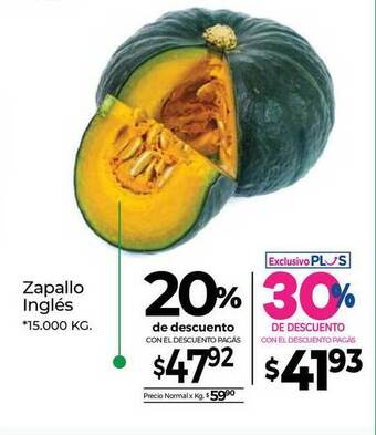 La Anonima Zapallo Inglés 20% De Descuento oferta
