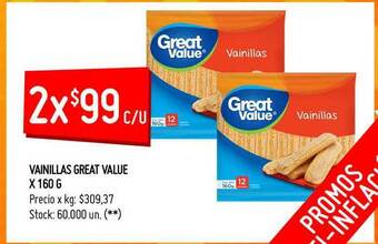Walmart Vainillas Great Value X 160 G oferta
