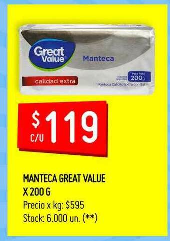 Walmart Manteca Great Value X 200 G oferta