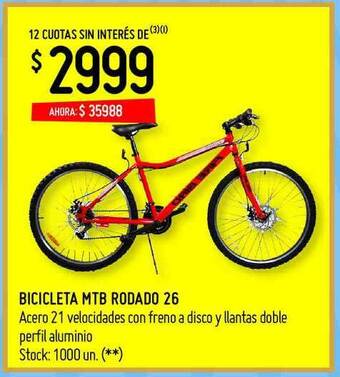 Walmart Bicicleta MTB Rodado 26 oferta