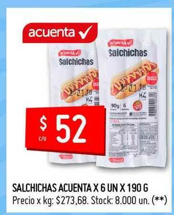 Walmart Salchichas Acuenta X 6 Un X 190 G oferta
