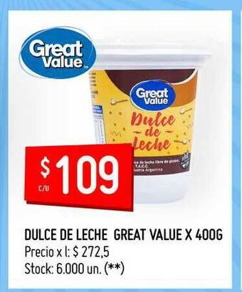 Walmart Dulce De Leche Great Value X 400G oferta
