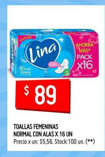 Toallas Femeninas Normal Con Alas X 16 Un