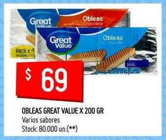 Walmart Obleas Great Value X 200 Gr oferta