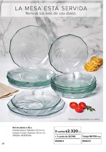 Tsu Cosméticos Set De Platos x 12 u oferta