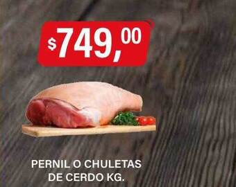 Supermercados Damesco Pernil o chuletas de cerdo oferta