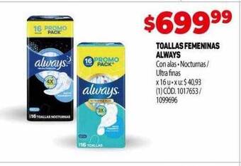 Makro Toallas femeninas always oferta
