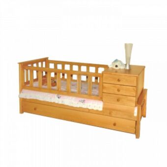 Cuna con cajonera baúl y carro cama inferior cravero capitán full 20318 cedro