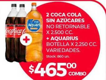Supermercados Tadicor 2 Coca Cola Sin Azúcares + Aquarius oferta