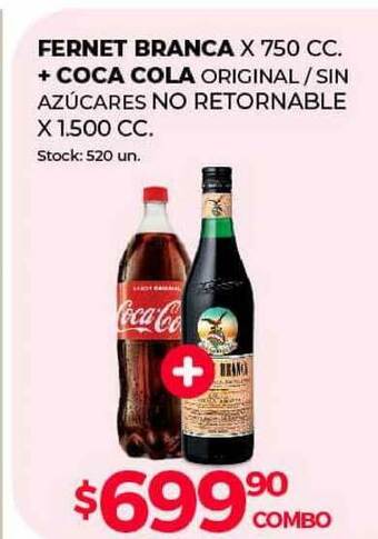 Supermercados Tadicor Fernet Branca + Coca Cola oferta