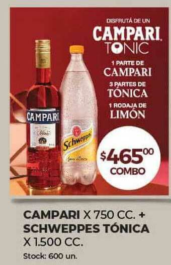Supermercados Tadicor Campari + Schweppes Tónica oferta