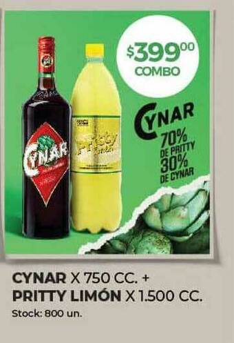 Supermercados Tadicor Cynar + Pritty Limón oferta