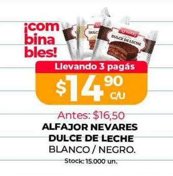 Supermercados Tadicor Alfajor Nevares Dulce De Leche Blanco - Negro oferta