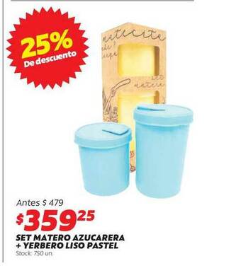 Ferniplast Set Matero Azucarera + Yerbero Liso Pastel 25% De Descuento oferta