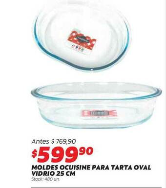 Ferniplast Moldes Ocuisine Para Tarta Oval Vidrio 25 Cm oferta