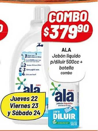 Almacor Ala Jabón Liquido P Diluir + Botella Combo 500cc oferta