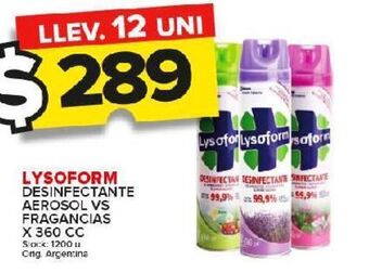 Carrefour Maxi Desinfectante lysoform aerosol vs fragancias x 360cc oferta