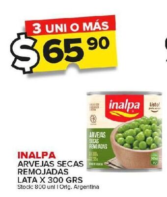 Carrefour Maxi Arvejas secas remojadas inalpa lata 300g oferta