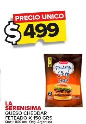 Carrefour Maxi Queso cheddar la serenísima feteado x 150g oferta