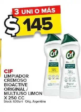 Carrefour Maxi Limpiador cif cremoso bioactive original/limón x 250cc oferta