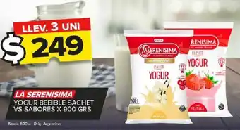 Carrefour Maxi Yogur la serenísima bebible sachet vs sabores x 900g oferta