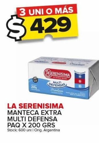 Carrefour Maxi Manteca la serenísima x 200g oferta
