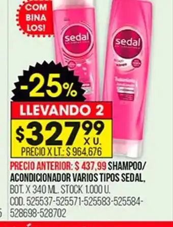 Coto Shampoo/ Accondicionador Varios Tipos Sedal oferta